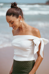 Charama Off Shoulder Knit Top - White